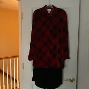 Coldwater Creek  top, velvet mid-calf split skirt